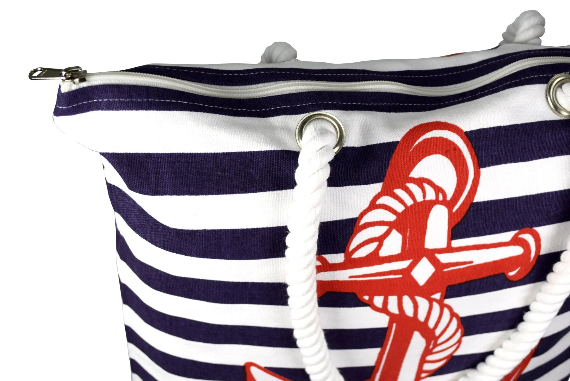 100% Cotton Anchor Print Canvas Beach Tote