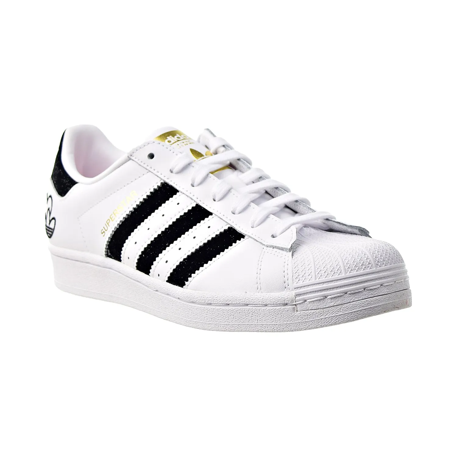 Adidas Superstar W Velvet Women's Shoes White-Black-Gold Metallic