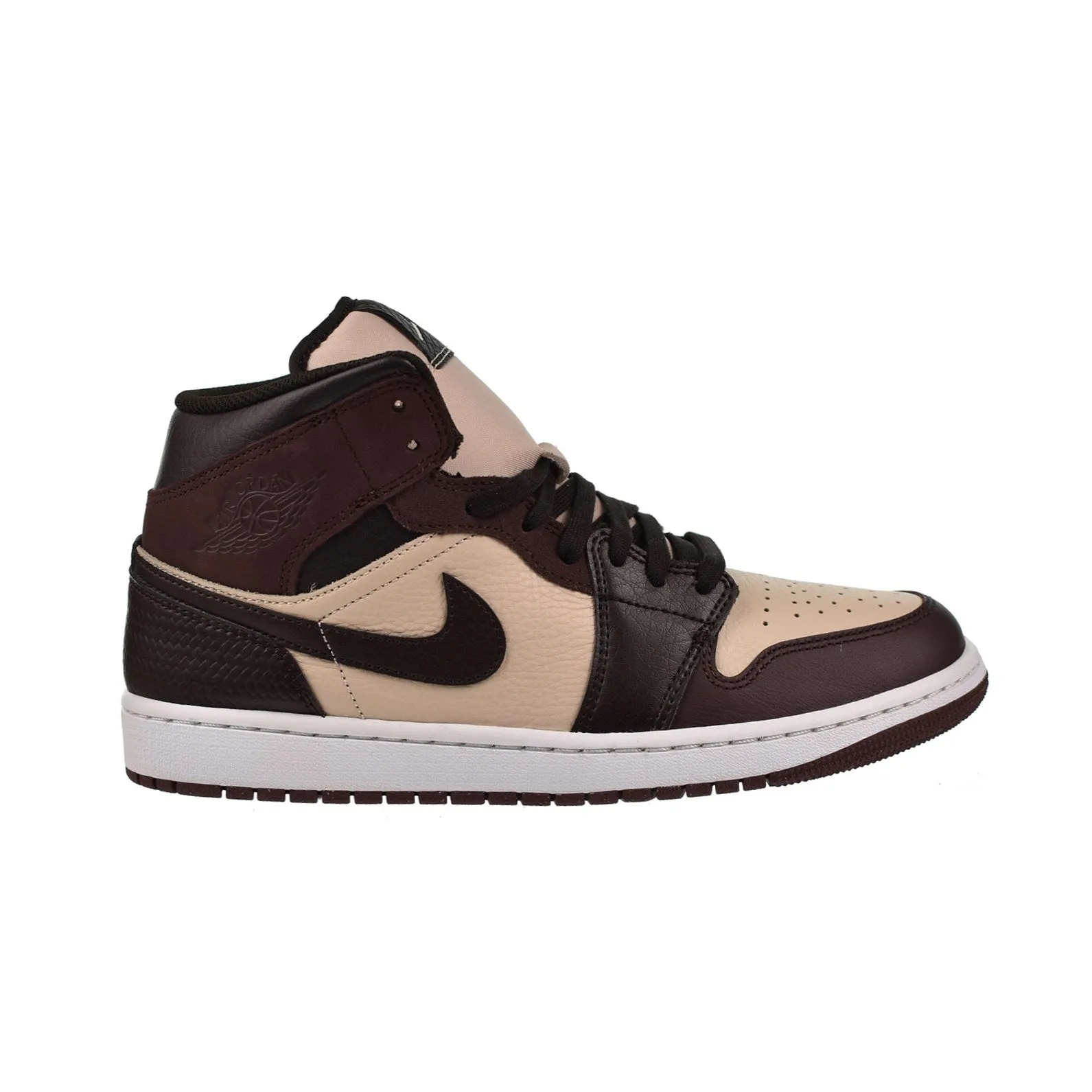 Air Jordan 1 Mid SE Paris YMCA Mens Sneakers in Velvet Brown and Sand Drift - Stylish and Versatile Footwear.