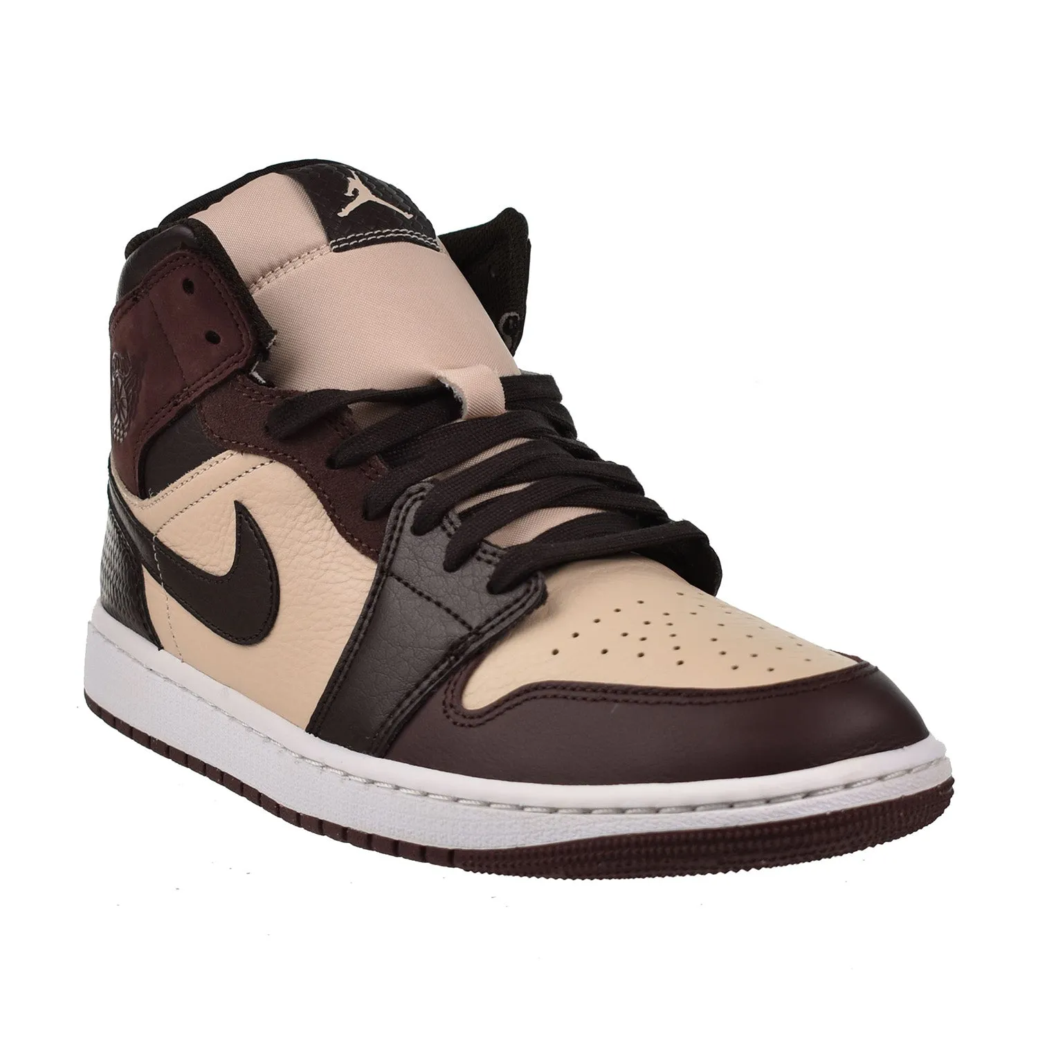 Air Jordan 1 Mid SE Paris YMCA Mens Sneakers in Velvet Brown and Sand Drift - Stylish and Versatile Footwear.