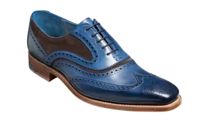 Barker McClean Classic Full Brogue Oxford Shoe - Navy Hand Painted / Choc Suede