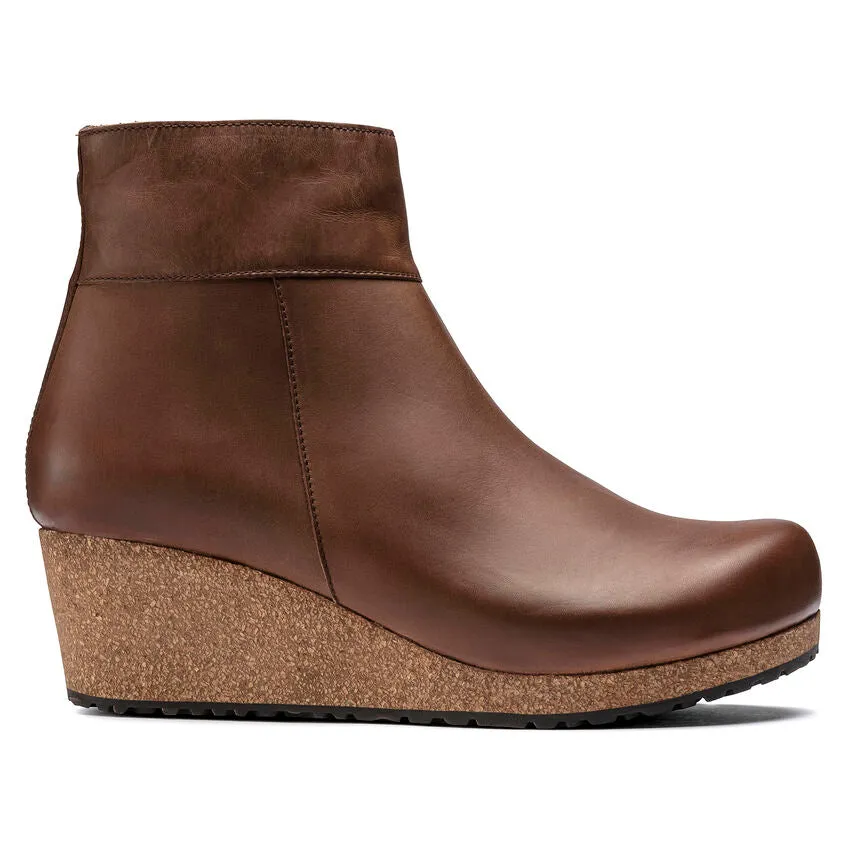 'Birkenstock USA' Women's Ebba Leather Wedge Ankle Boot - Cognac