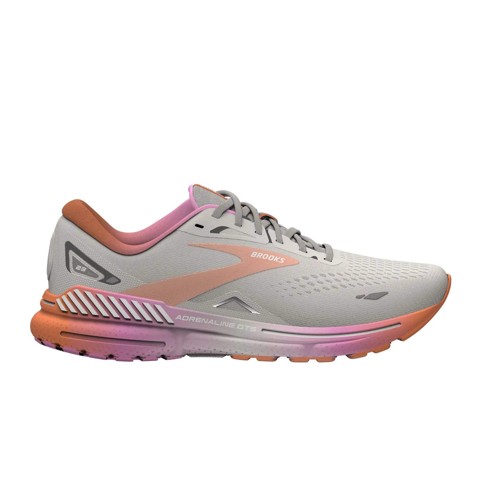 Brooks Adrenaline GTS 23 Running Shoe (Women) - White Sand/Sunset/Fuchsia