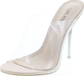 Cape Robbin Allure Women's Dressy Peep Toe Clear Transparent Strap Slip On Clear Heels