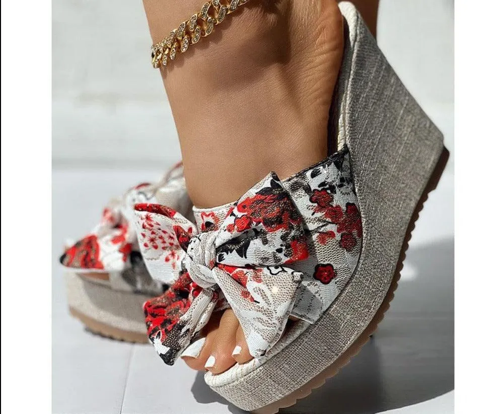 Chunky Printed Wedge Sandals