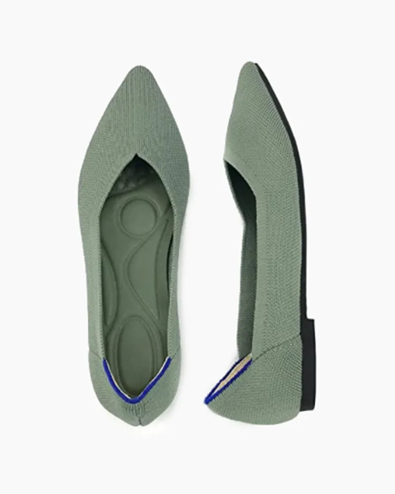 Contrast Piping Pointed Toe Ballet Flats