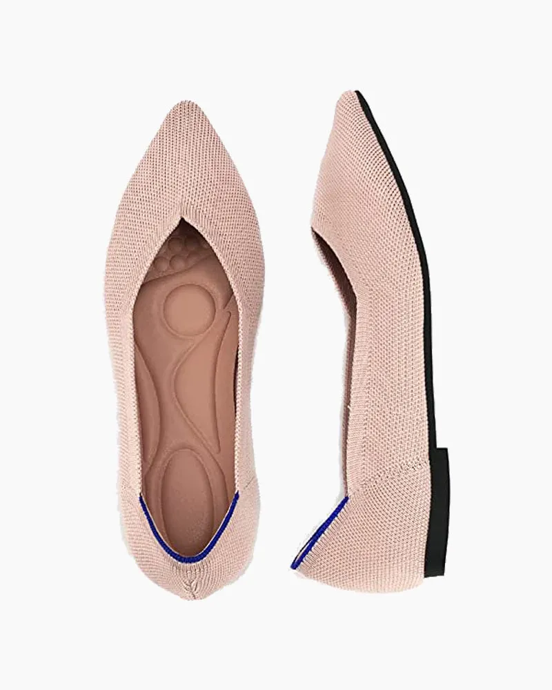 Contrast Piping Pointed Toe Ballet Flats