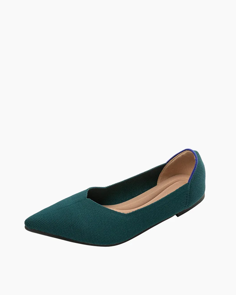 Contrast Piping Pointed Toe Ballet Flats