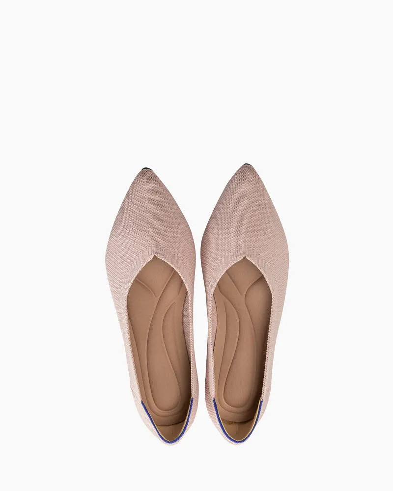 Contrast Piping Pointed Toe Ballet Flats