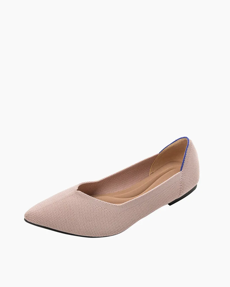 Contrast Piping Pointed Toe Ballet Flats