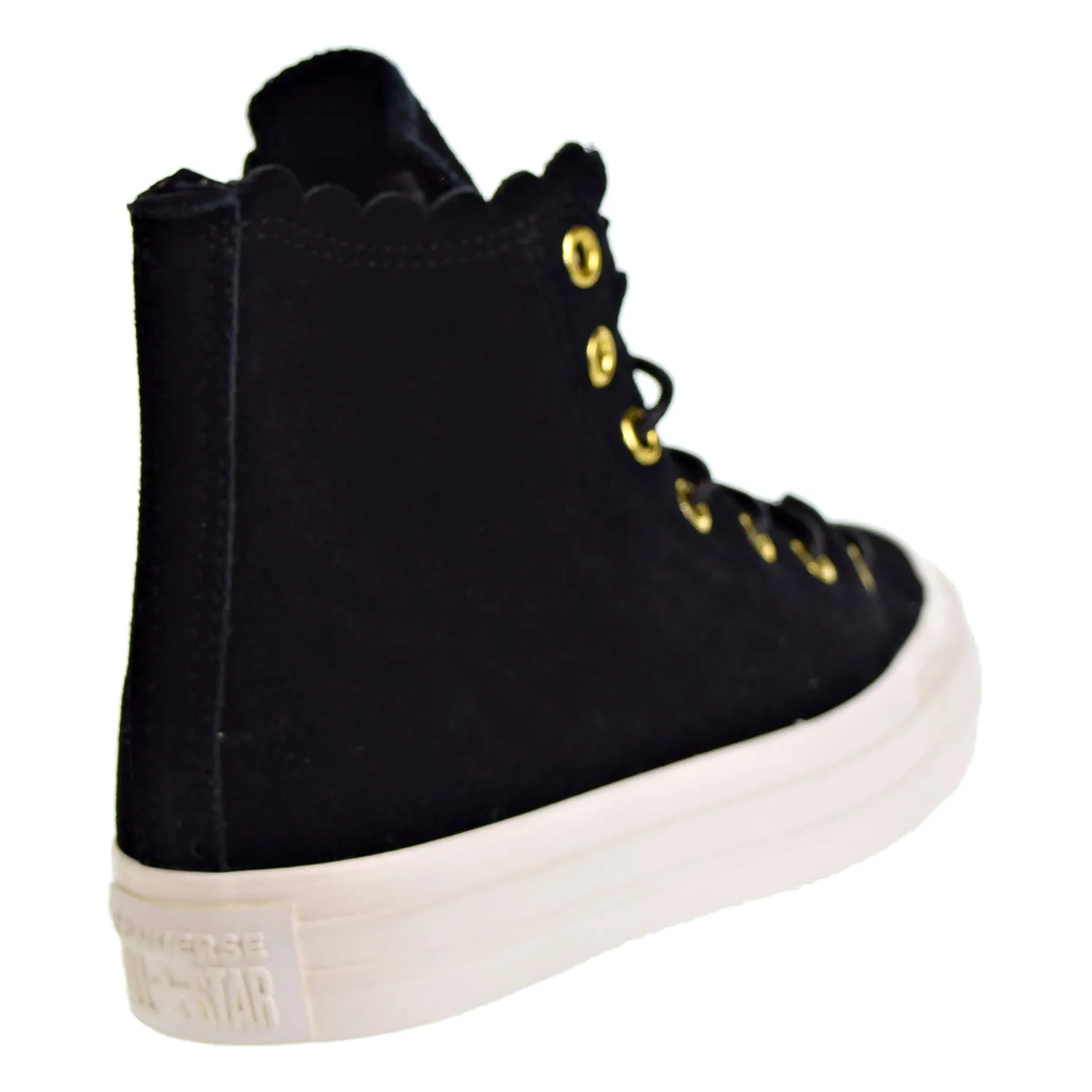 Converse Chuck Taylor All Star Hi Frilly Thrills Suede Women's Shoes Black/Gold