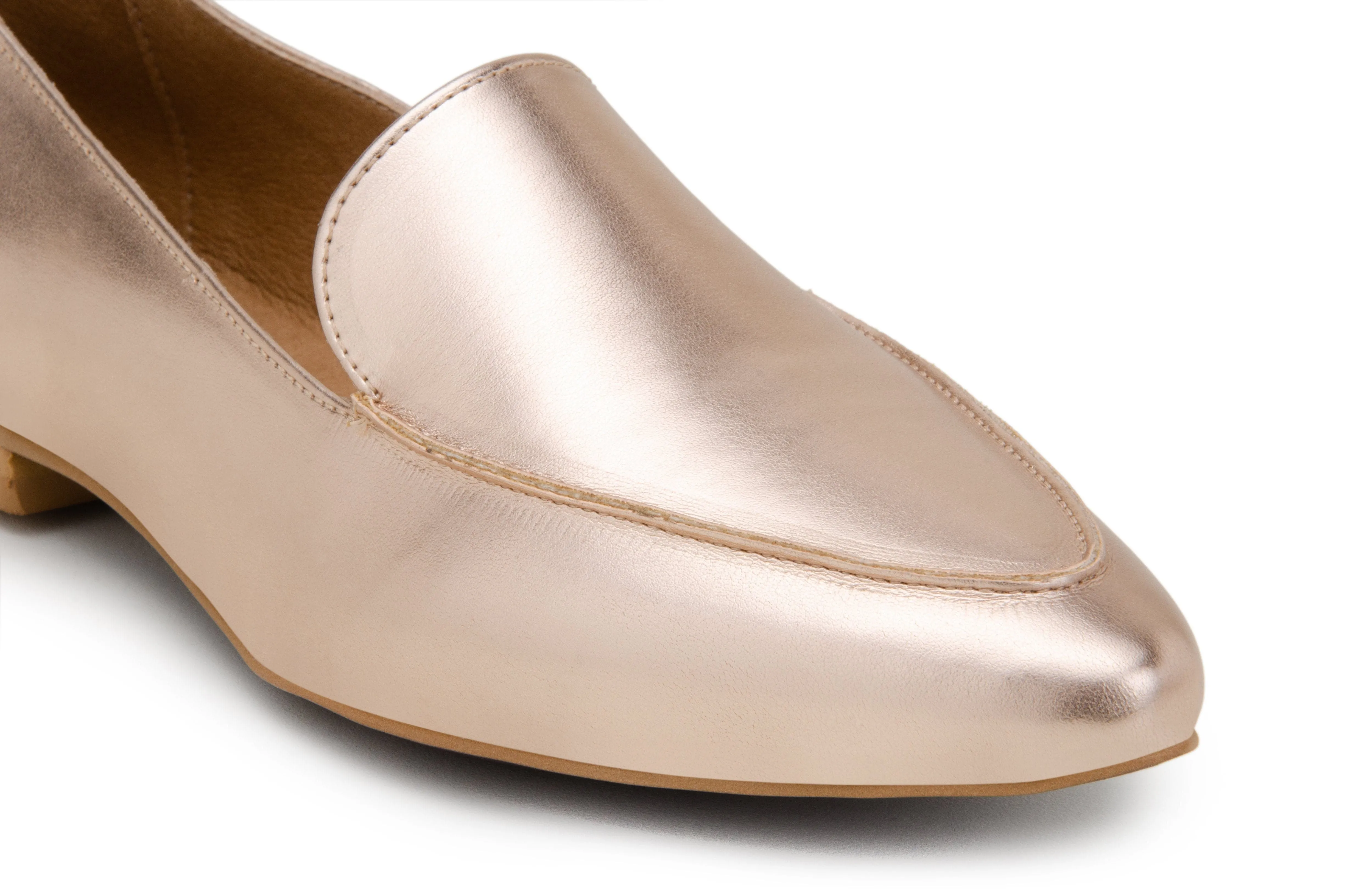 'Erin' vegan slipper flat by Zette Shoes - metallic apricot