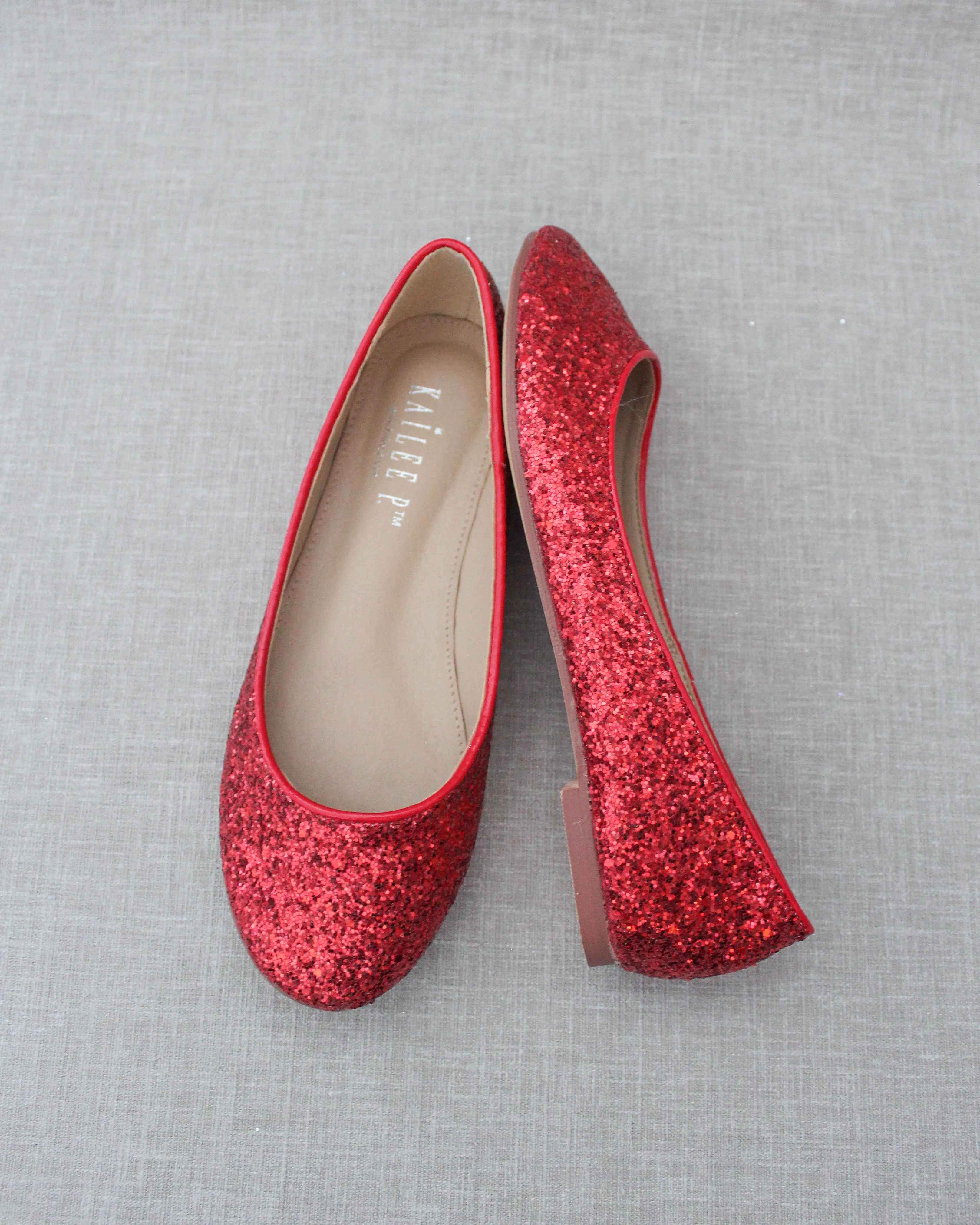 Glitter Round Toe Evening Flats