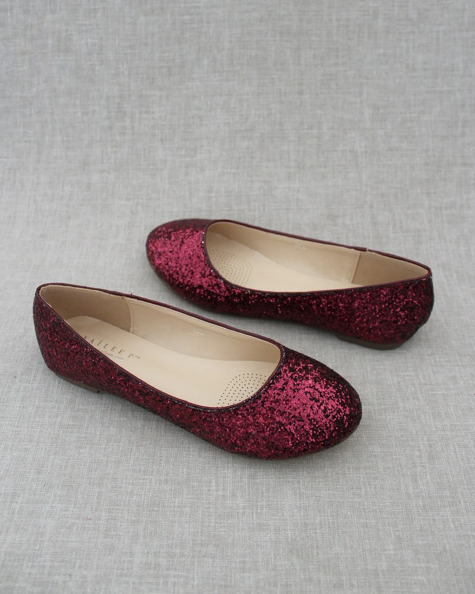 Glitter Round Toe Evening Flats