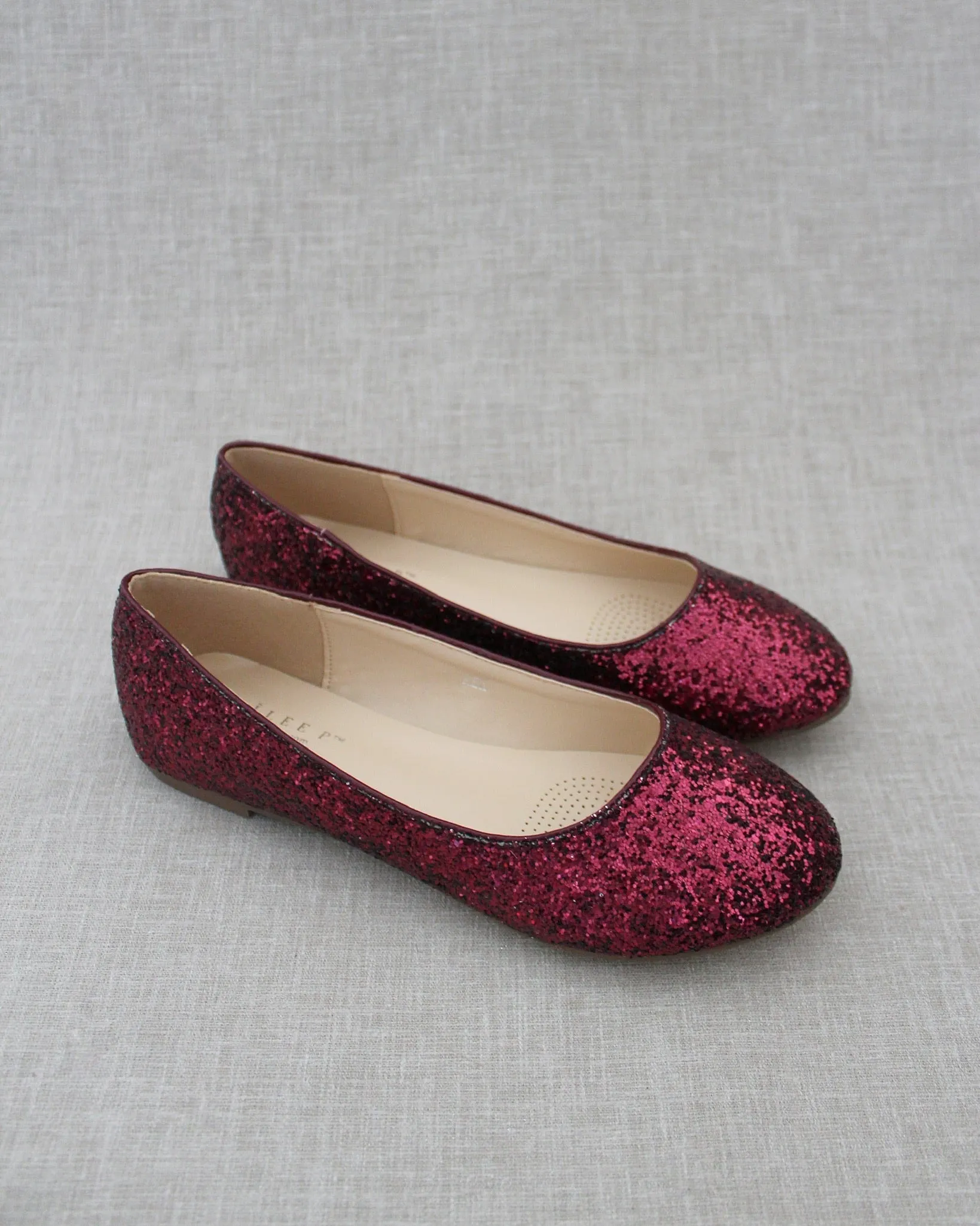 Glitter Round Toe Evening Flats