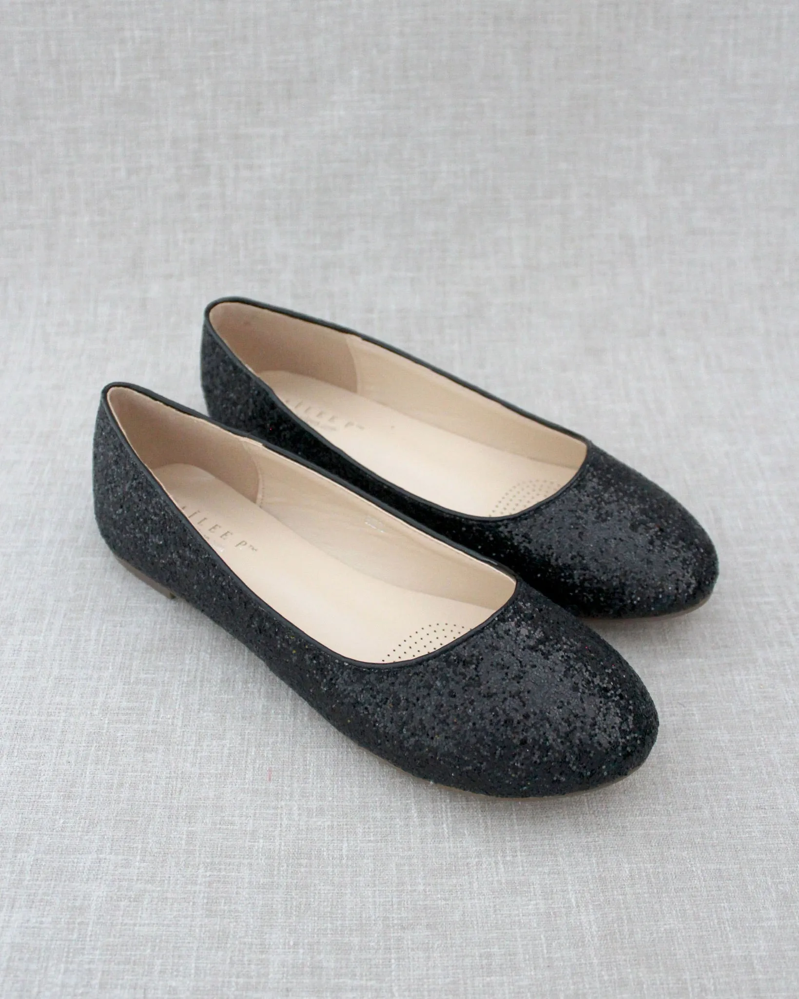 Glitter Round Toe Evening Flats