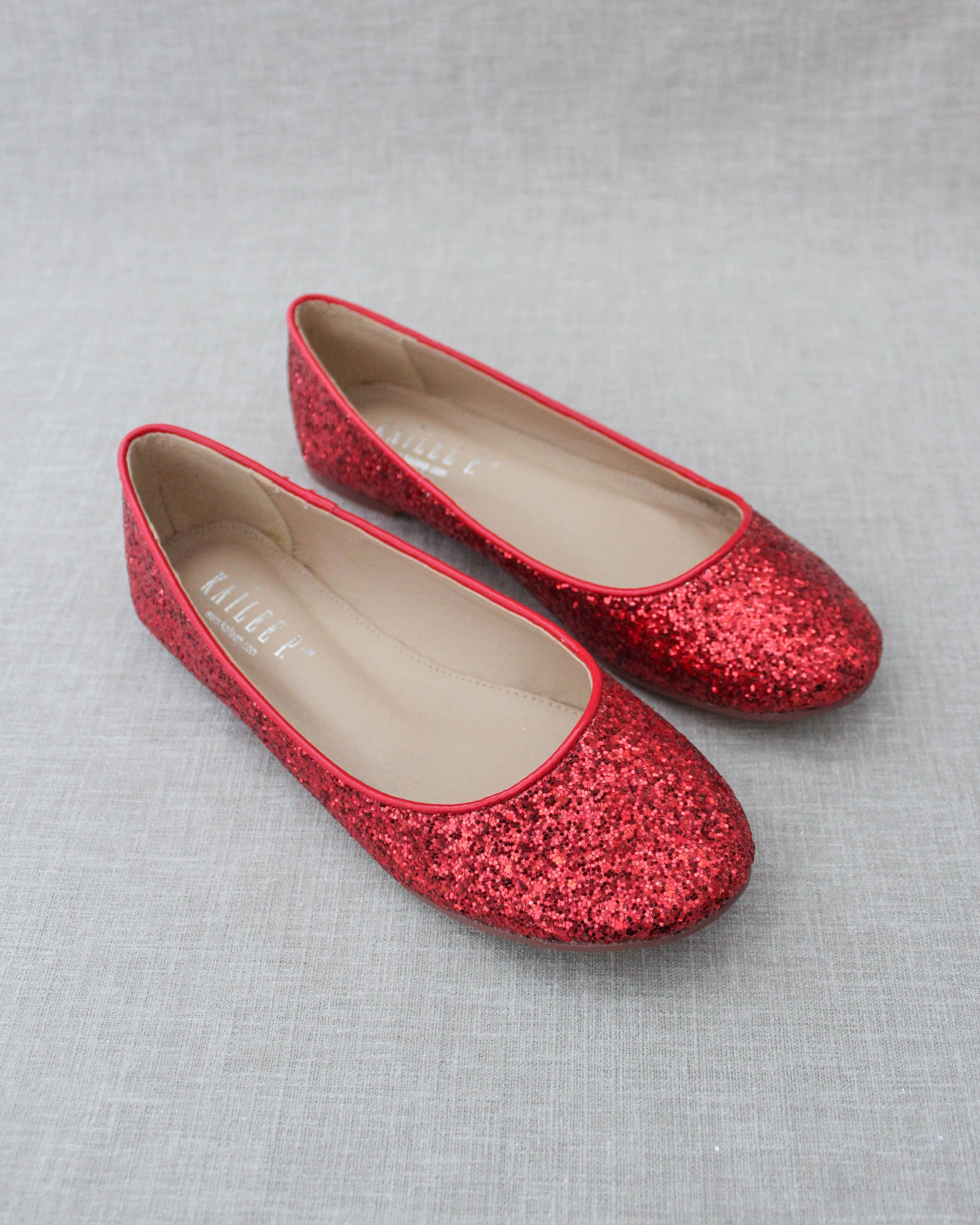 Glitter Round Toe Evening Flats