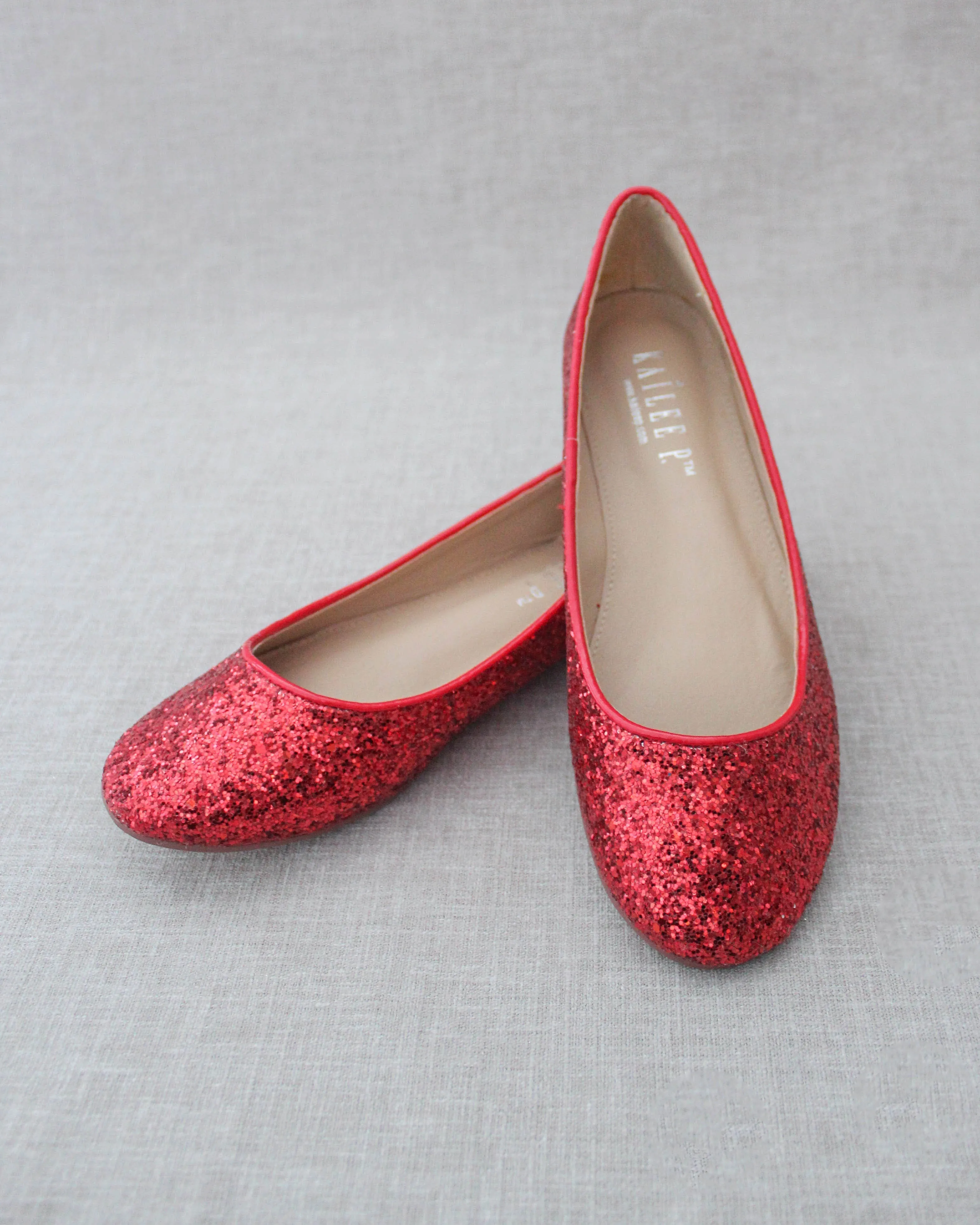 Glitter Round Toe Evening Flats