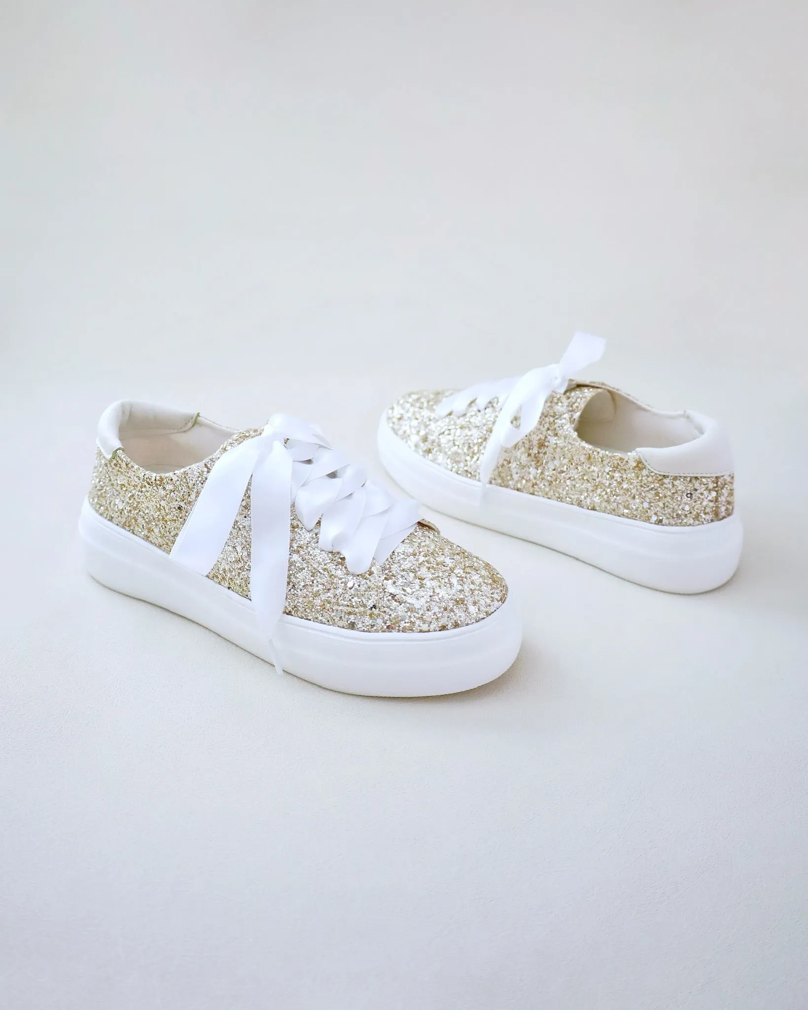 Gold Rock Glitter Wedding Platform Sneakers