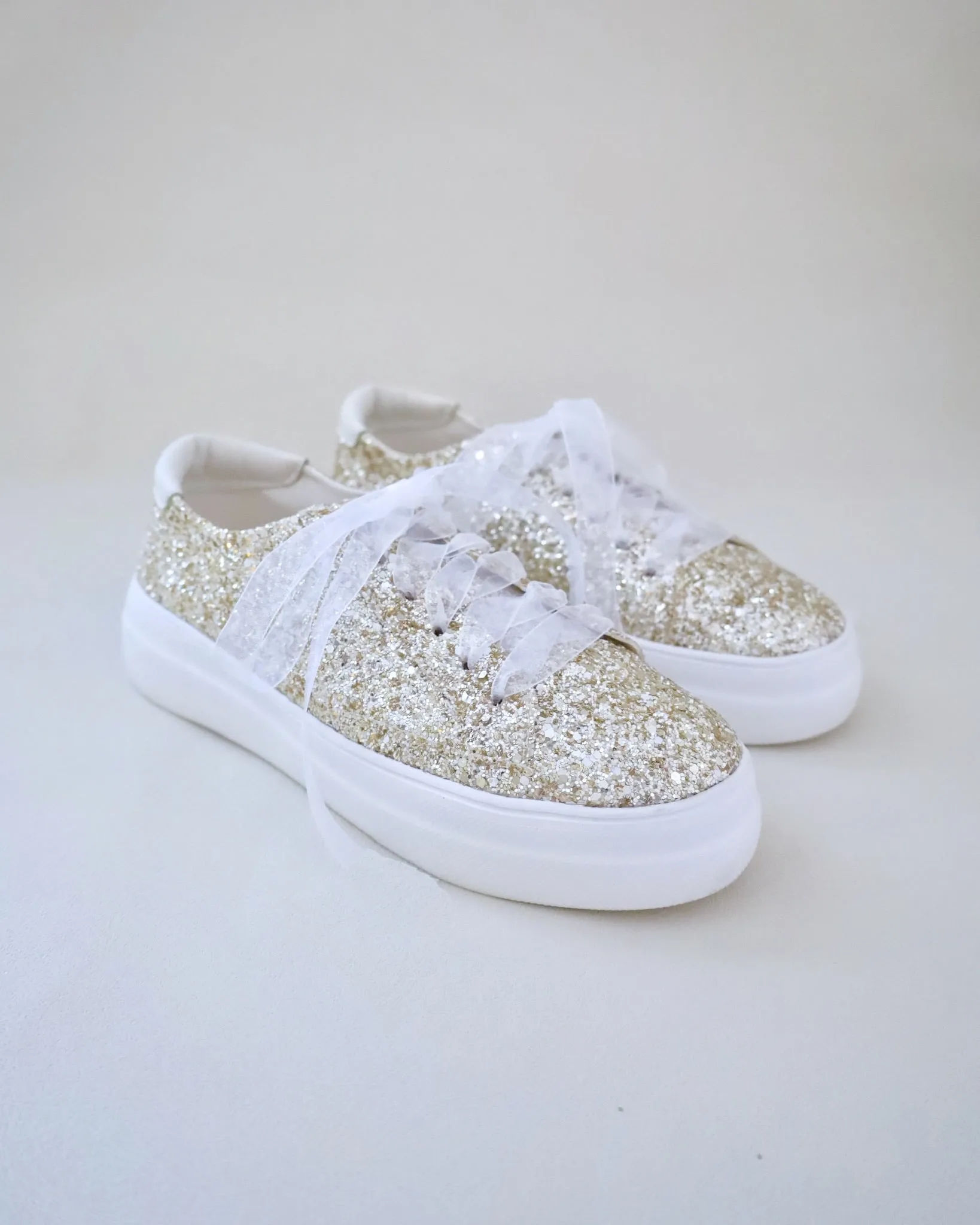 Gold Rock Glitter Wedding Platform Sneakers