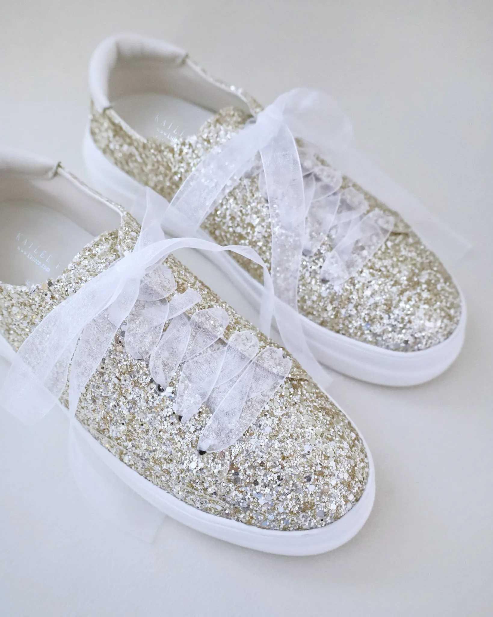 Gold Rock Glitter Wedding Platform Sneakers