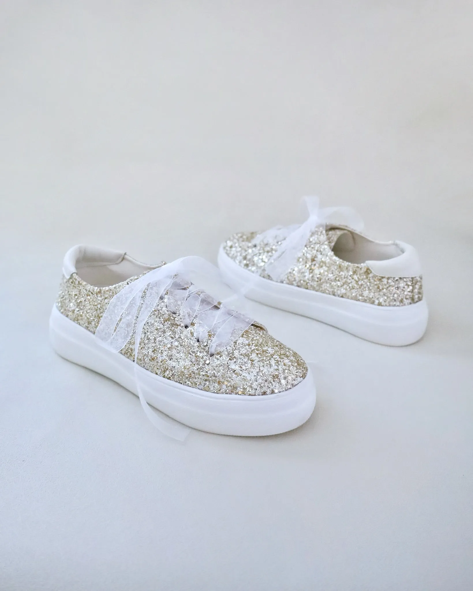 Gold Rock Glitter Wedding Platform Sneakers