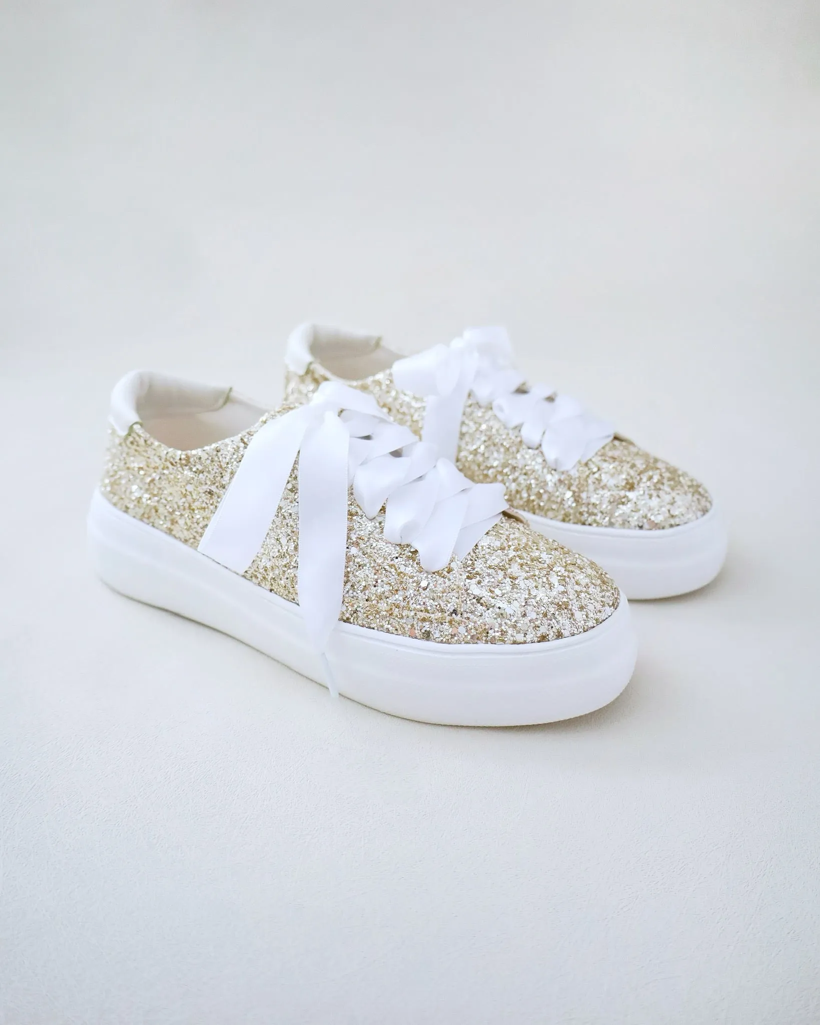 Gold Rock Glitter Wedding Platform Sneakers