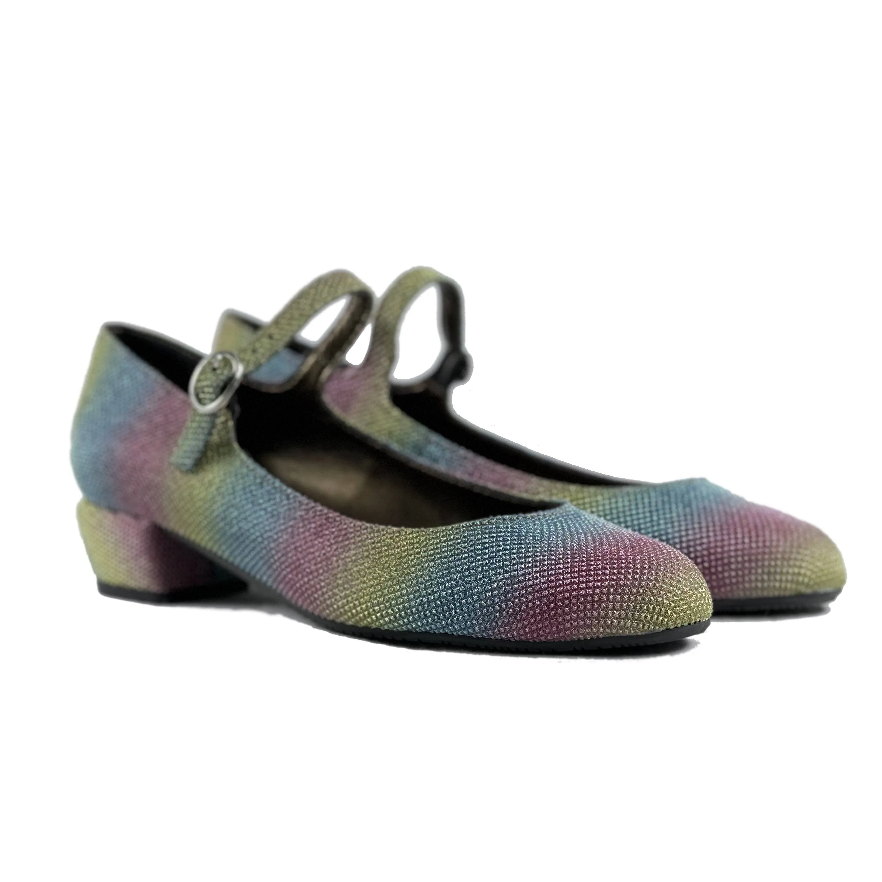 'Gracie' Mary-Jane rainbow sparkles Low-Heels  by Zette Shoes