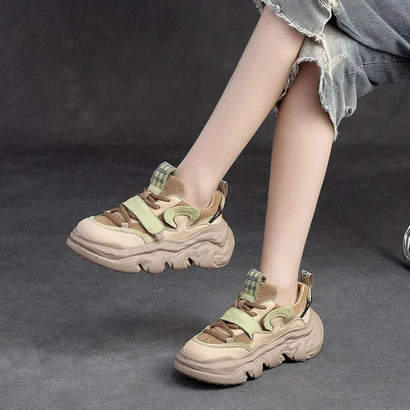 Handmade Leather Thick Sole Women's Casual Sneakers - SA340 Shoes