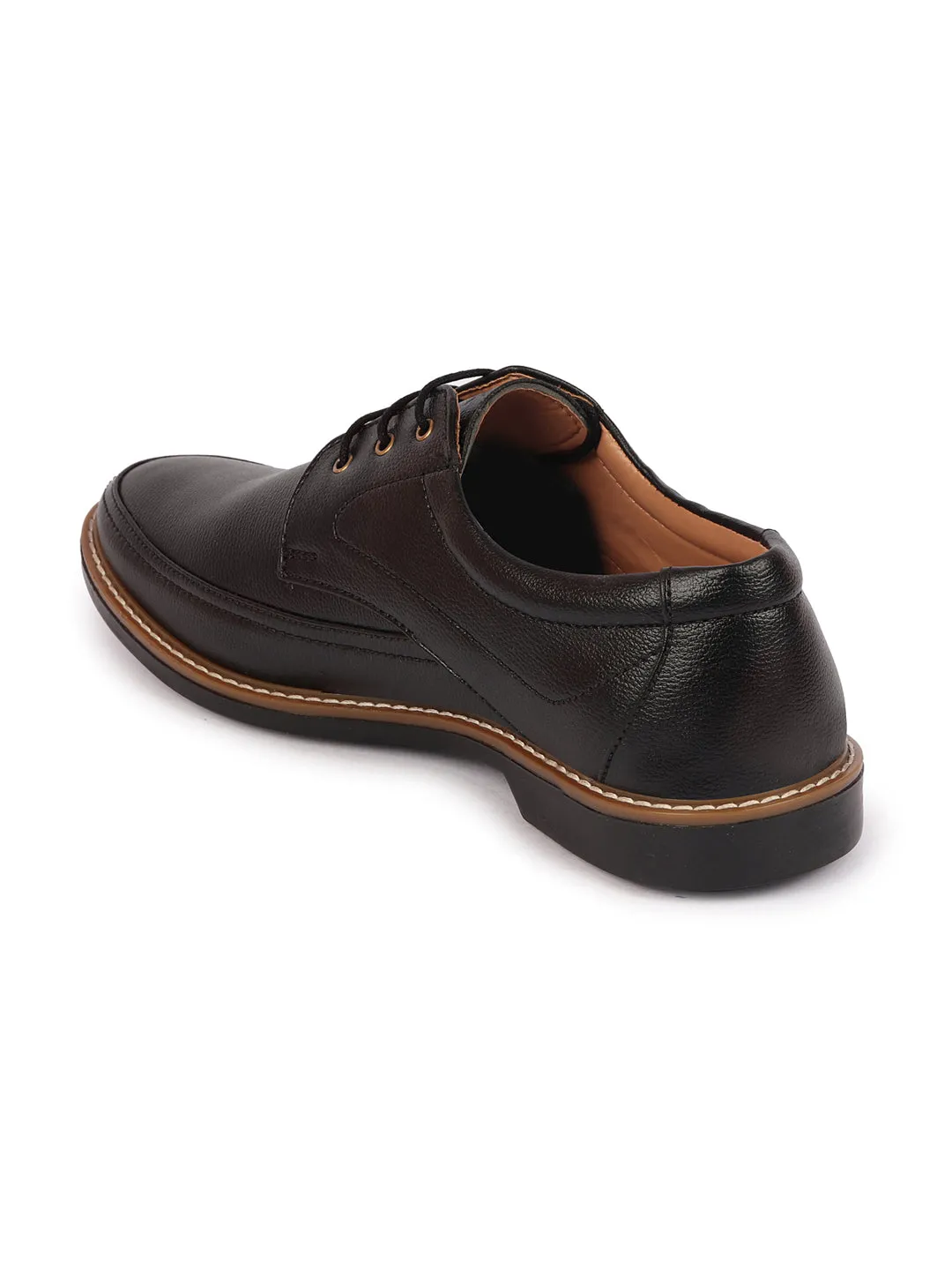 Men Black Formal Lace-Up Derby Uniform Dress Shoes