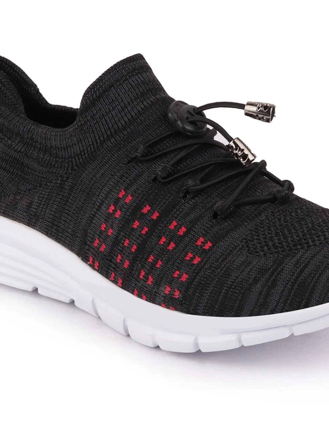 Men Black Sports Lace-Up Outdoor Running Shoes