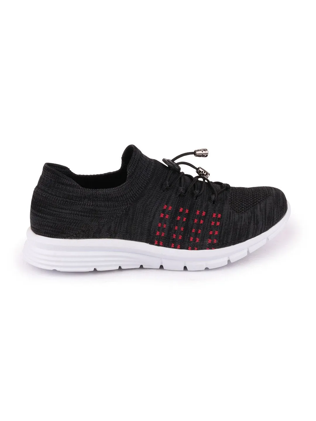 Men Black Sports Lace-Up Outdoor Running Shoes