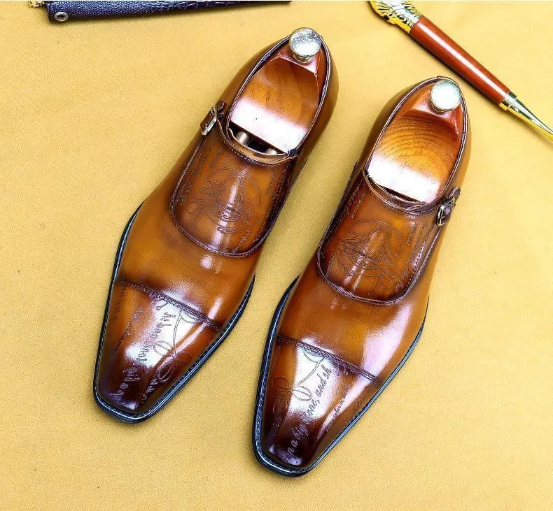 Men  Dress Shoes -  Cencio Monk Strap Oxford Shoes