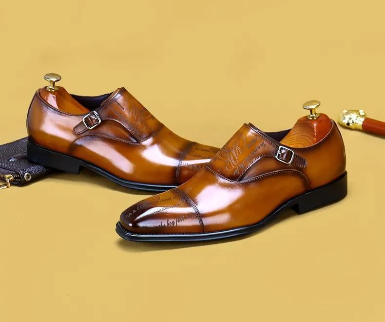 Men  Dress Shoes -  Cencio Monk Strap Oxford Shoes