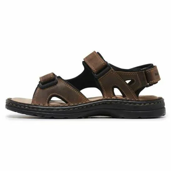 Mens Hush Puppies Simmer Brown Leather Sandals Shoes