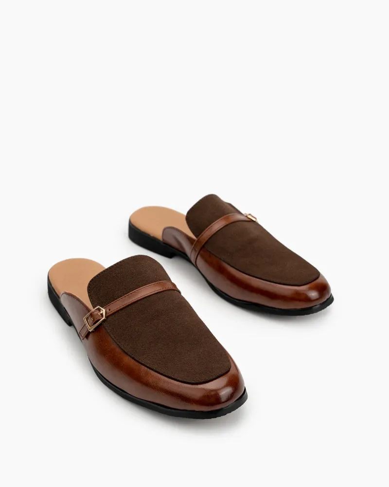 Men's Suede Backless Slip-On Slippers Mules