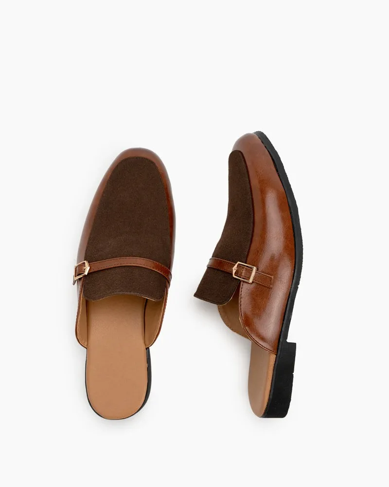 Men's Suede Backless Slip-On Slippers Mules