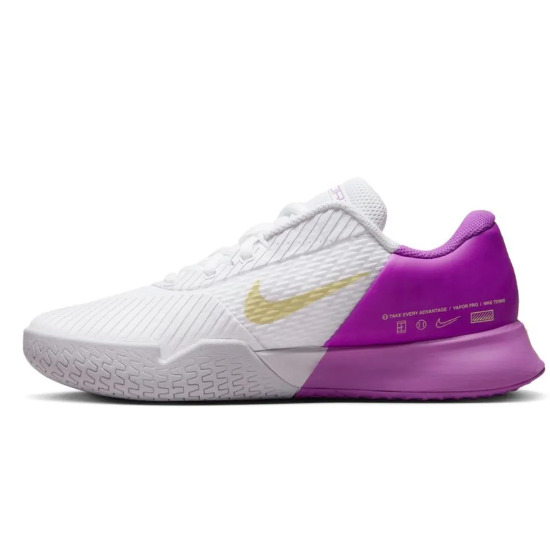 Nike Air Zoom Vapor Pro 2 HC Women Hard-Court Tennis Shoes - White/Citron Tint-Fuchsia Dream-Earth