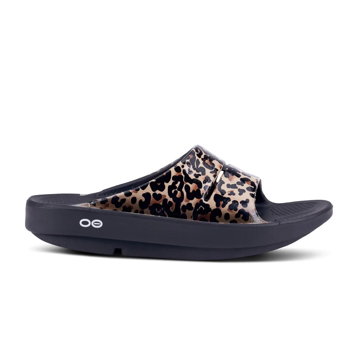 'OOFOS' Women's OOahh Slide Limited Edition - Black / Leopard