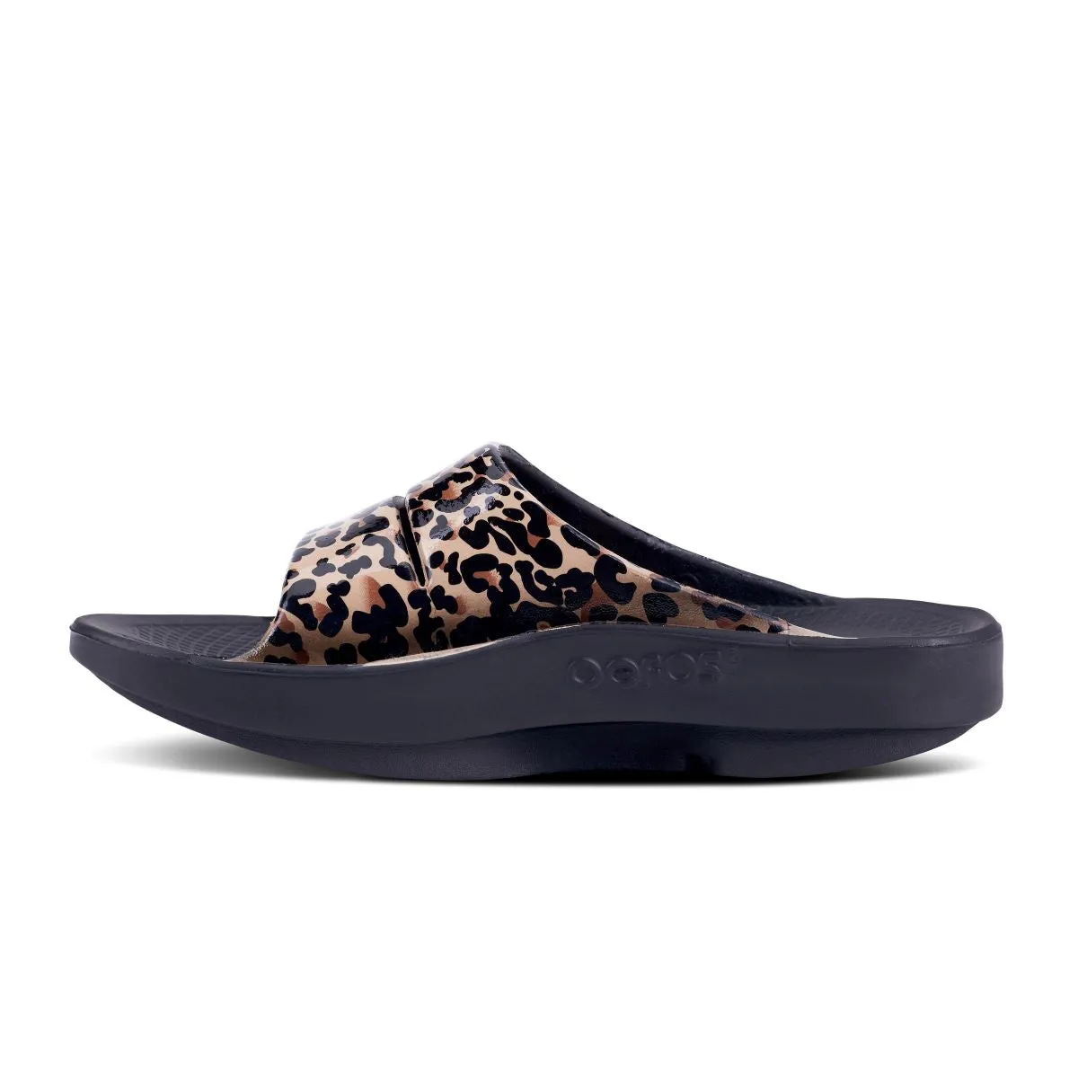 'OOFOS' Women's OOahh Slide Limited Edition - Black / Leopard