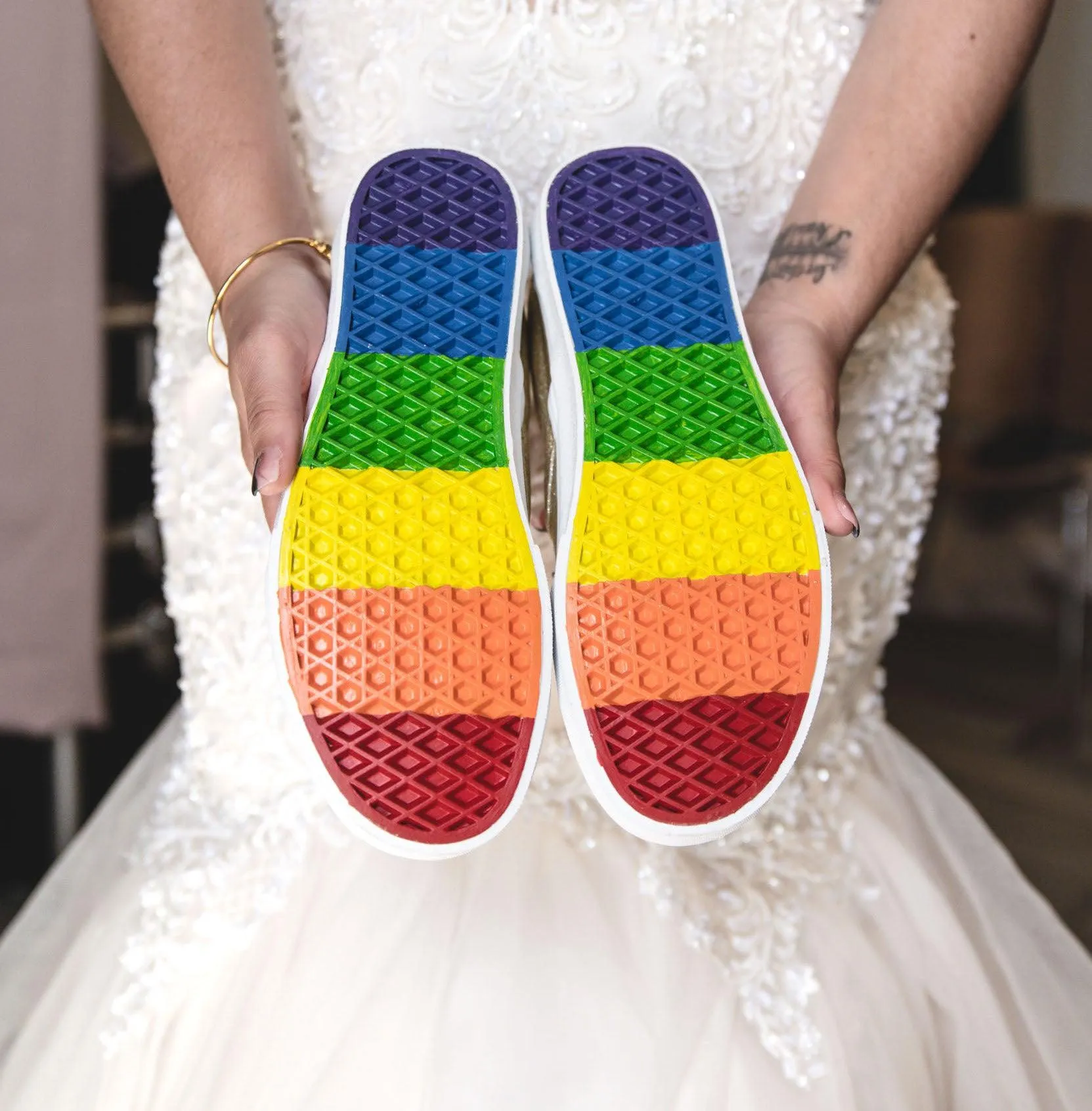 Rainbow Bottom Vans