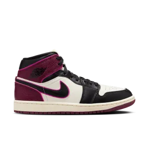 Women's Air Jordan 1 Mid Bordeaux Snakeskin