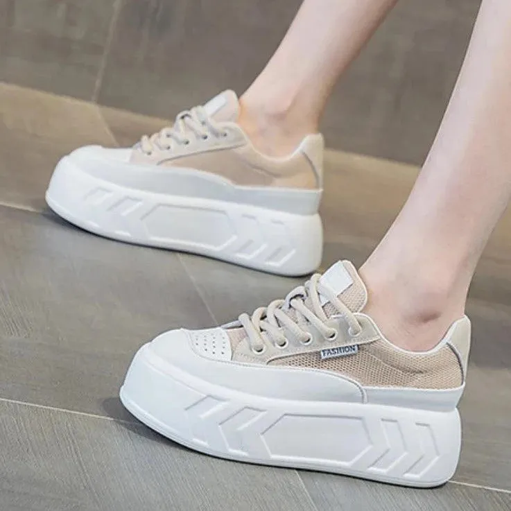 Women's Casual Shoes - Leather Chunky Sneakers (FC1230)