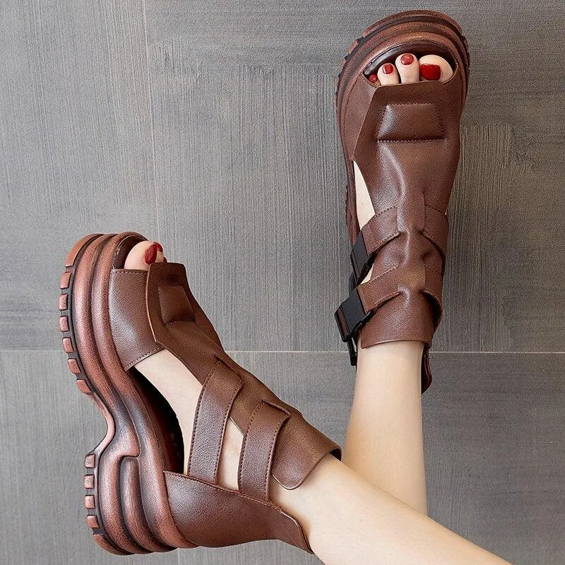 Women's Casual Shoes: LZ357 High Heels Gladiator Sandals with Thick Sole