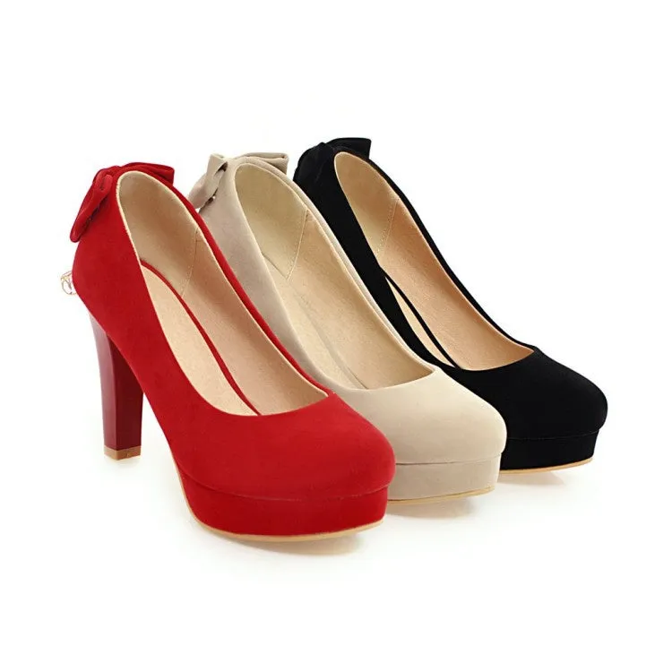 Women'sWomen's Back Bowtie Platform Pumps High Heels Shoes