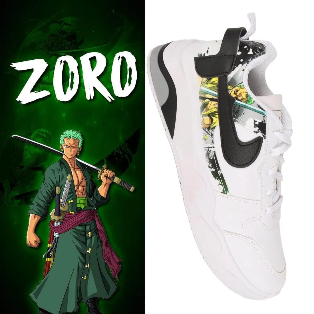 ZORO Premium White Sneaker Shoes for Men (Black)